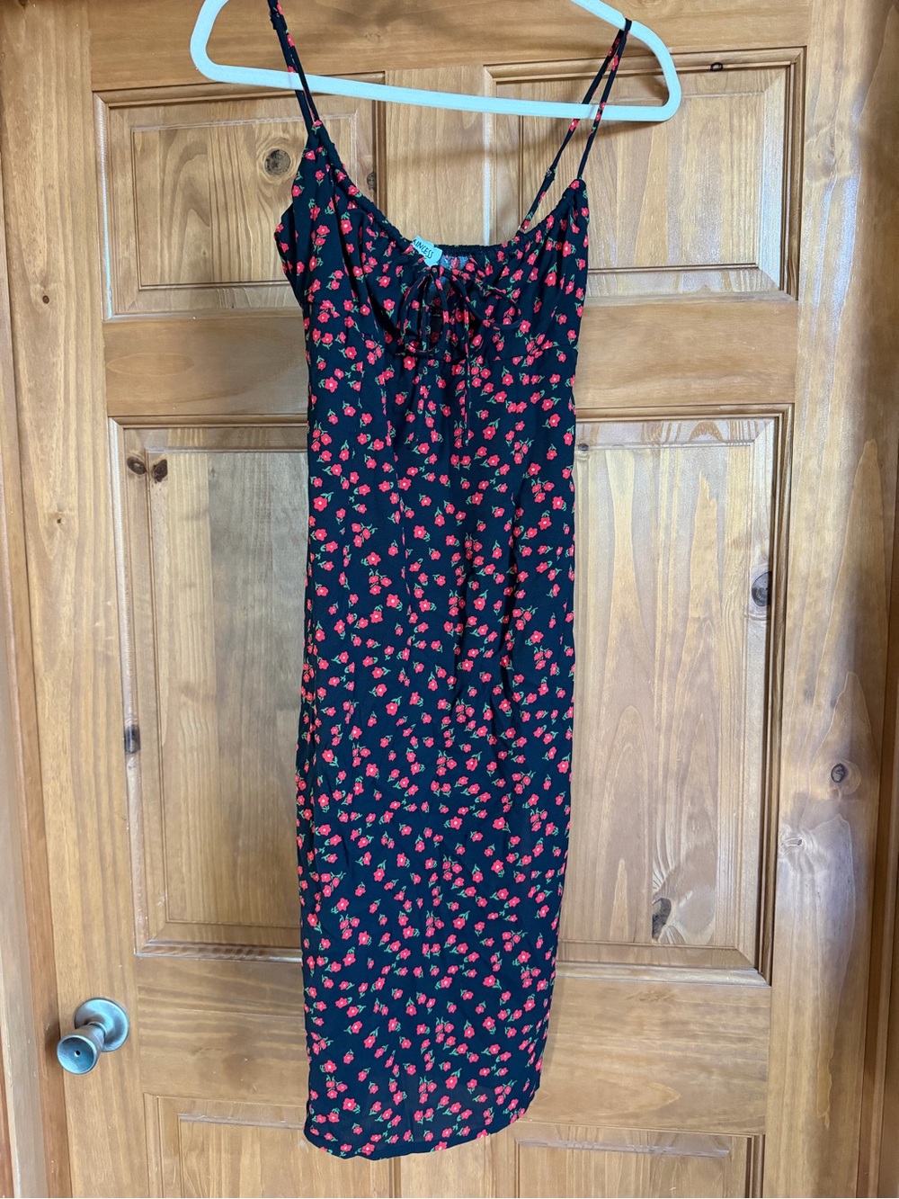 Princess Polly Black Dress with Red Floral Print